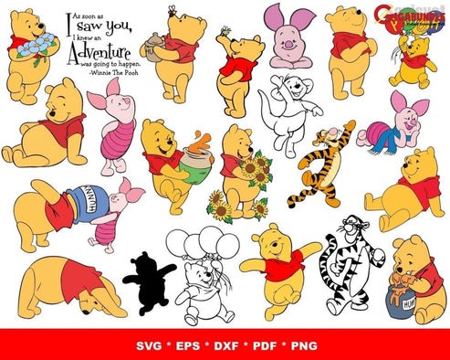 1500+ Winnie the Pooh bundle svg, png, dxf, eps – Gigabundlesvg