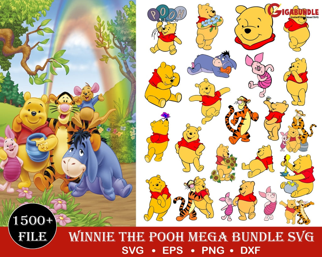 1500+ Winnie The Pooh Bundle Svg Png Dxf Eps
