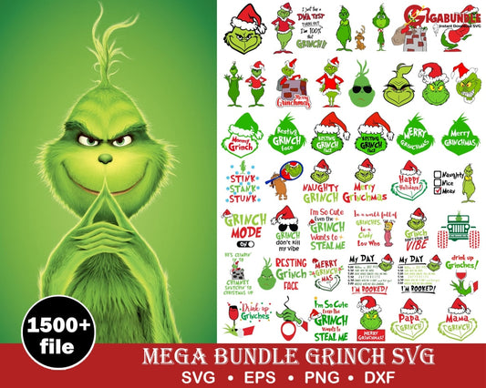 1500+Bundle Grinch Svg Files Free For Cricut Silhouette Face Hand The Bundle Christmas
