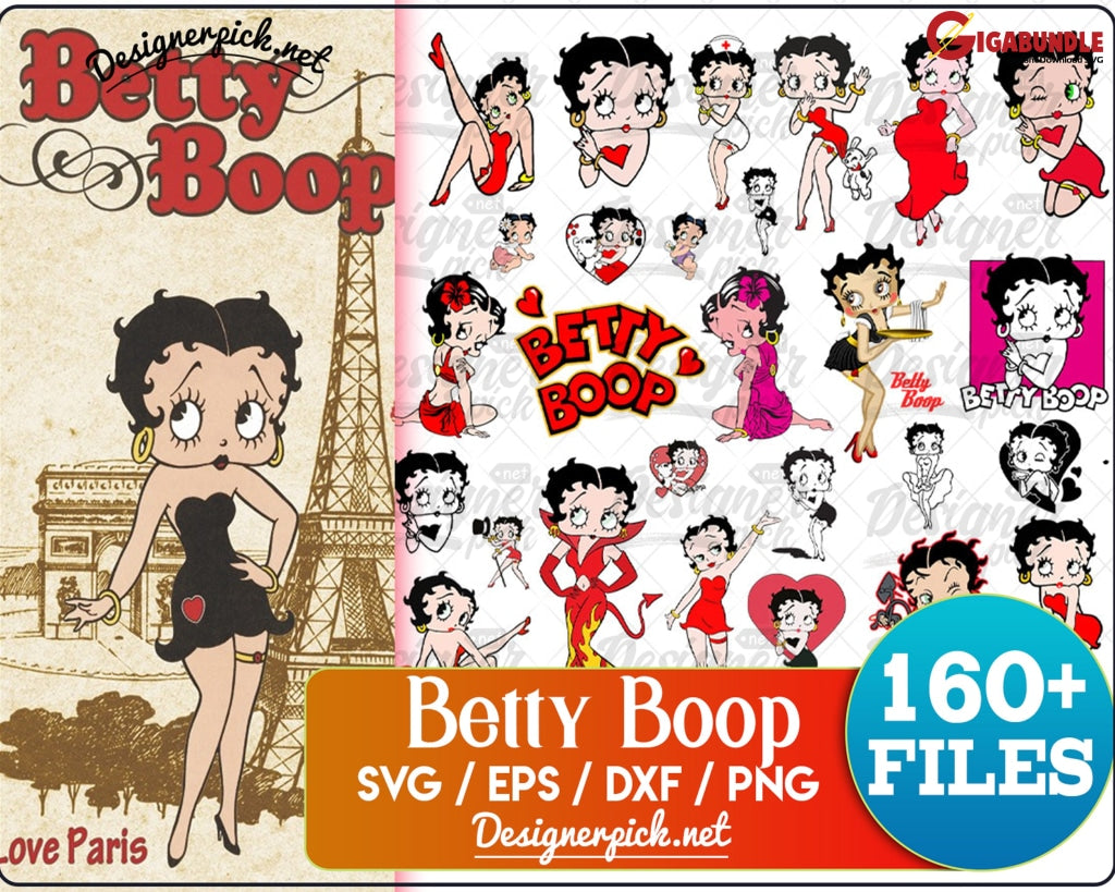 160+ Betty Boop Svg Bundle Layered Png Clipart Cut Files Vector Instant Download