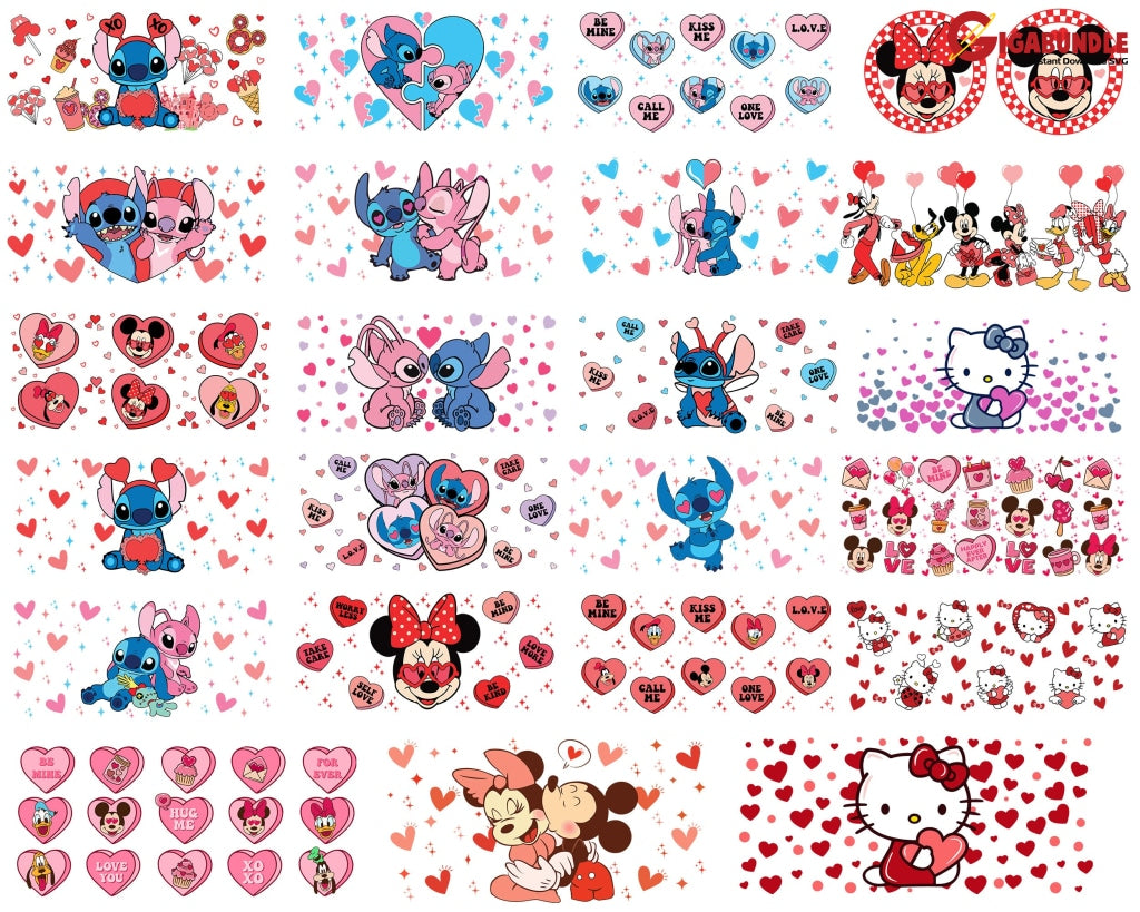 170+ Valentine Cartoon Png Glass Can Happy 16Oz Libbey Wrap Stitch Funny Instant Download