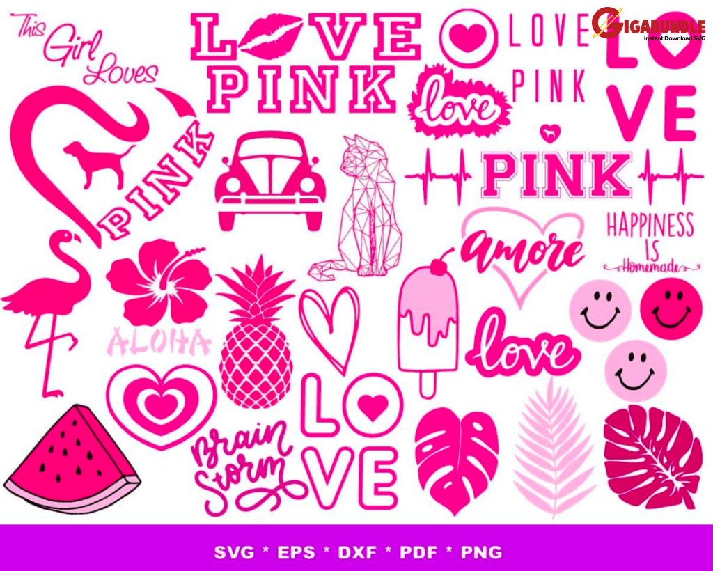 1700+ Love Pink Bundle Svg Png Dxf Eps