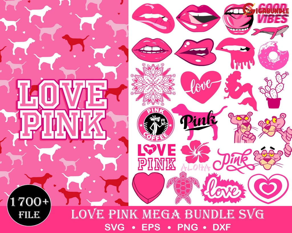 1700+ Love Pink Bundle Svg Png Dxf Eps