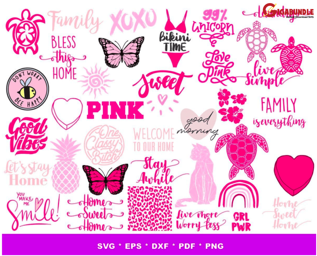 1700+ Love Pink Bundle Svg Png Dxf Eps