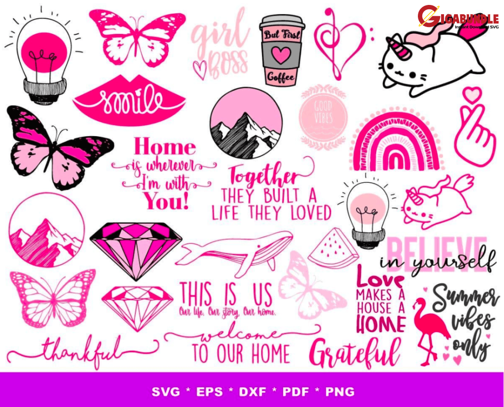 1700+ Love Pink Bundle Svg Png Dxf Eps