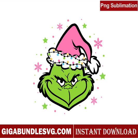 The Santa Grinch Pink Chritsmas PNG