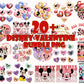 20 Disney Valentine Svg Happy Valentines Day Png File Bundle Cartoon Character Design Digital