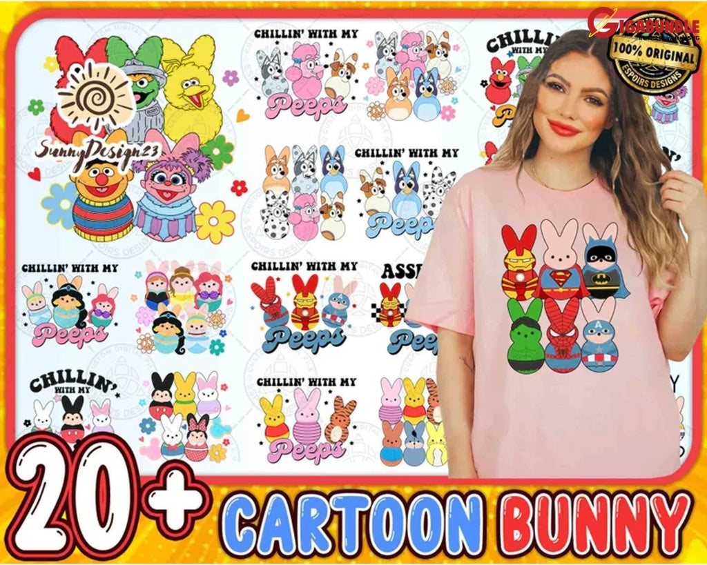 20+ Easter Cartoon Png Bundle Chilling With My Peeps Princess Superman Kid Shirt Digital Download