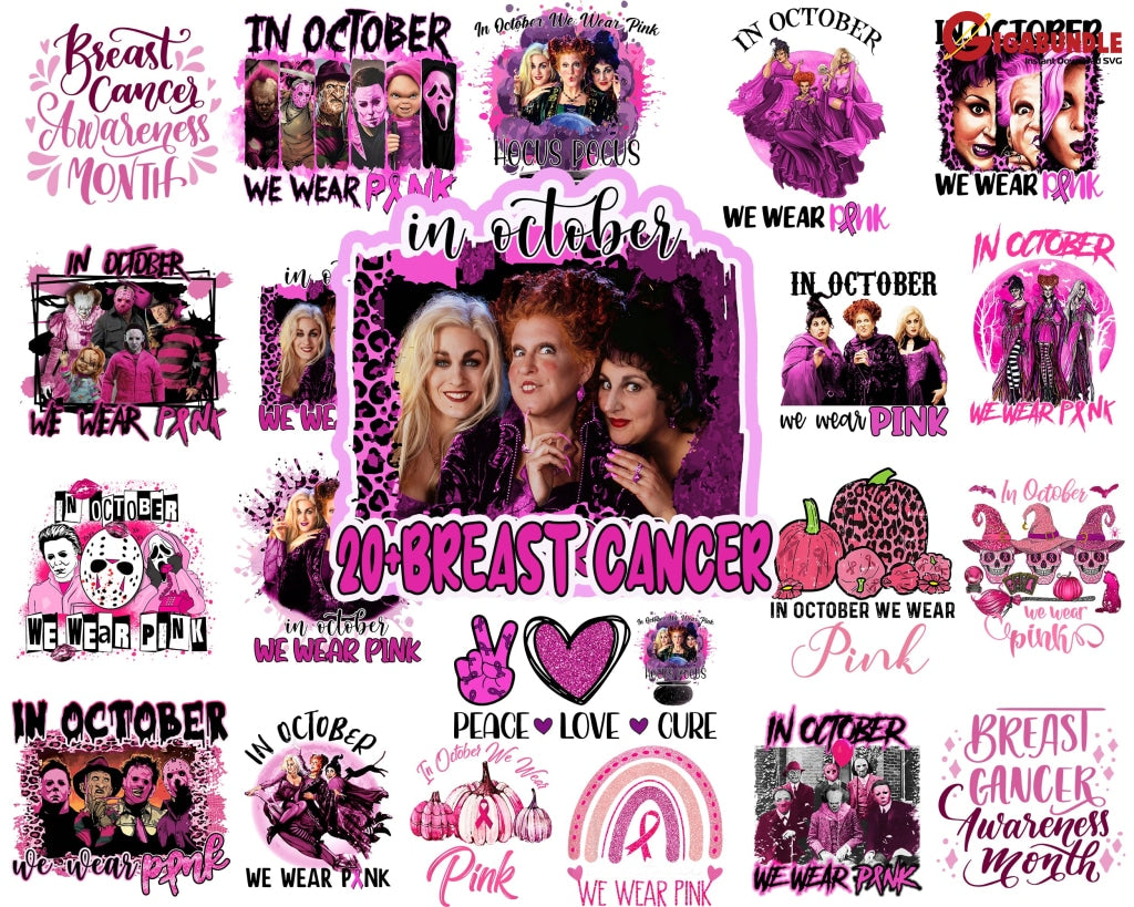 20+ In October We Were Pink Png Bundle Halloween Png Hocus Pocus Breast Cancer Awareness Digital