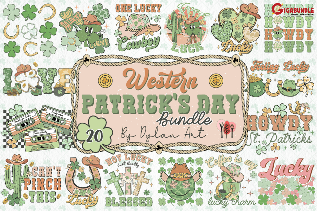20 St. Patricks Png Sublimation Design Bundle Irish Day Western Sublimate Designs Download