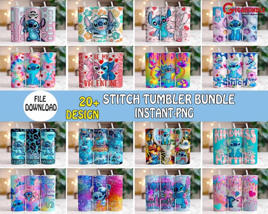 20+ Stitch Tumbler Wrap Bundle For 20 Oz Skinny Png