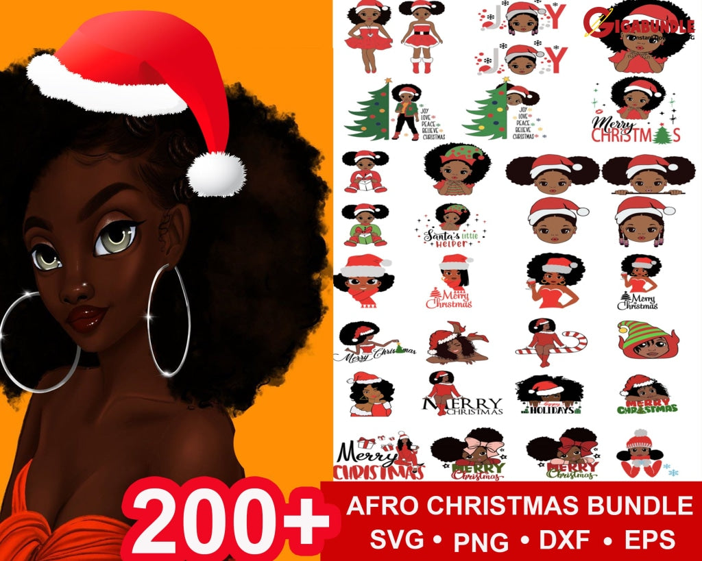 200+ Afrowoman Christmas Bundle Svg Png Dxf Eps