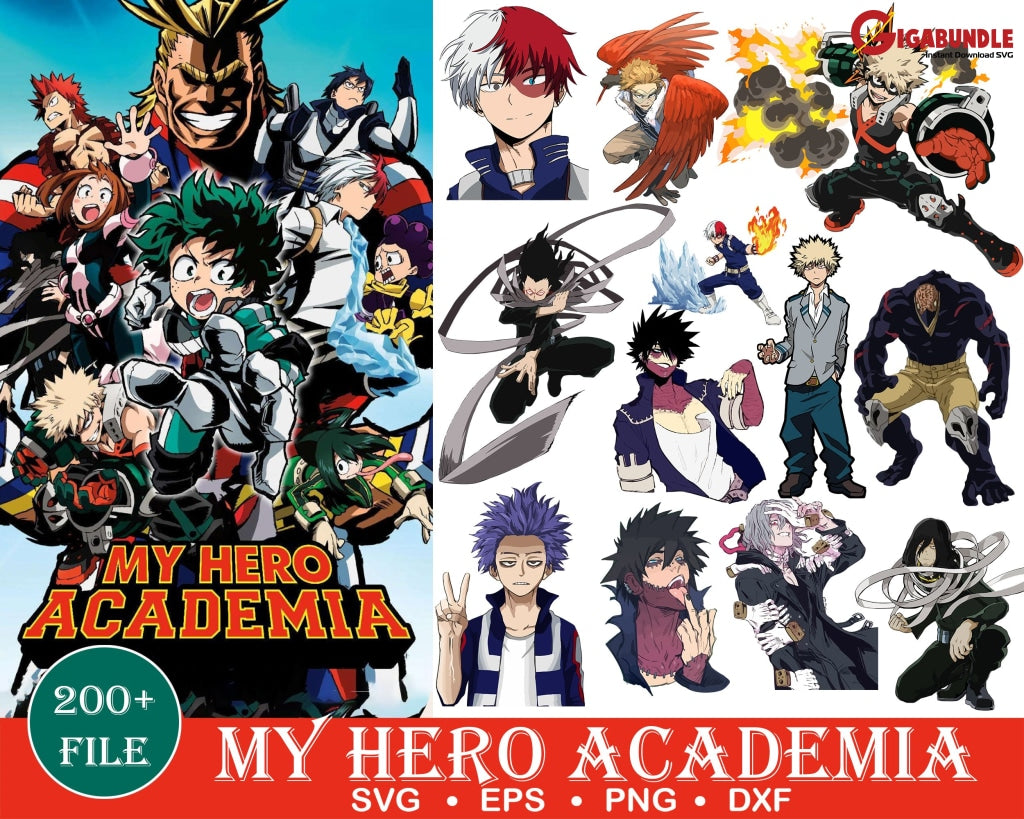200+ My Hero Academia Svg Hero Academia Bundle My Cutfile Silhouette Anime Vector Cut