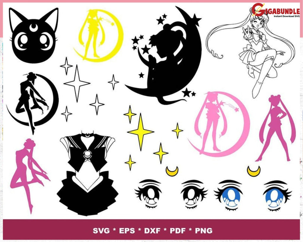 200+ Sailor Moon Bundle Svg Png Dxf Eps