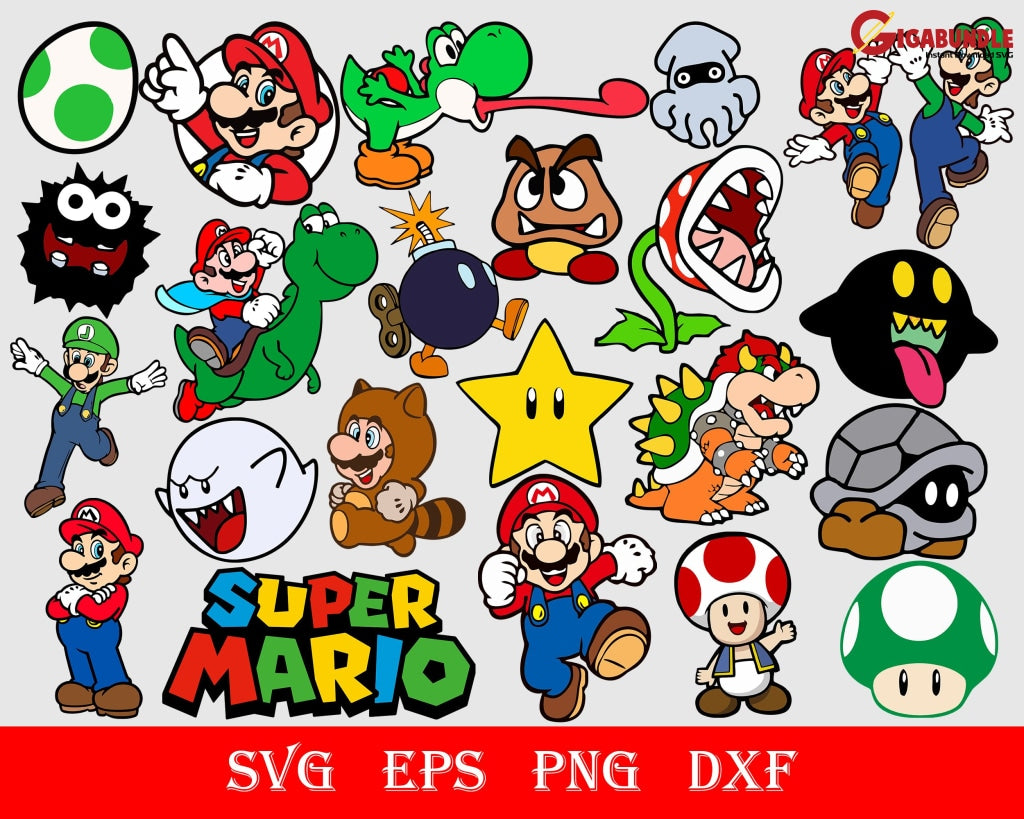 200+ Super Mario Bundle Svg Png Dxf Eps