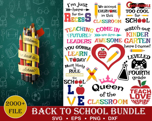 2000+ Back To School Bundle Svg Png Dxf Eps