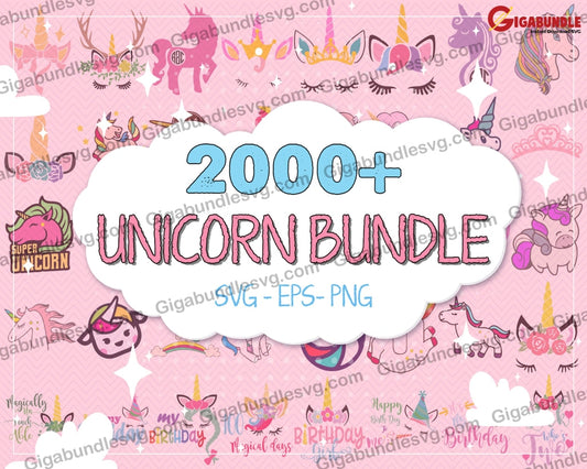 2000+ Giant Unicorn Bundle Svg Png Dxf Eps