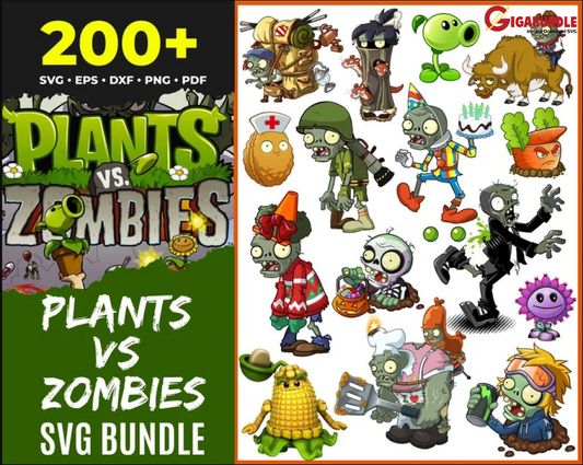 200+Plants Vs Zombies Bundle Svg Png Dxf Eps