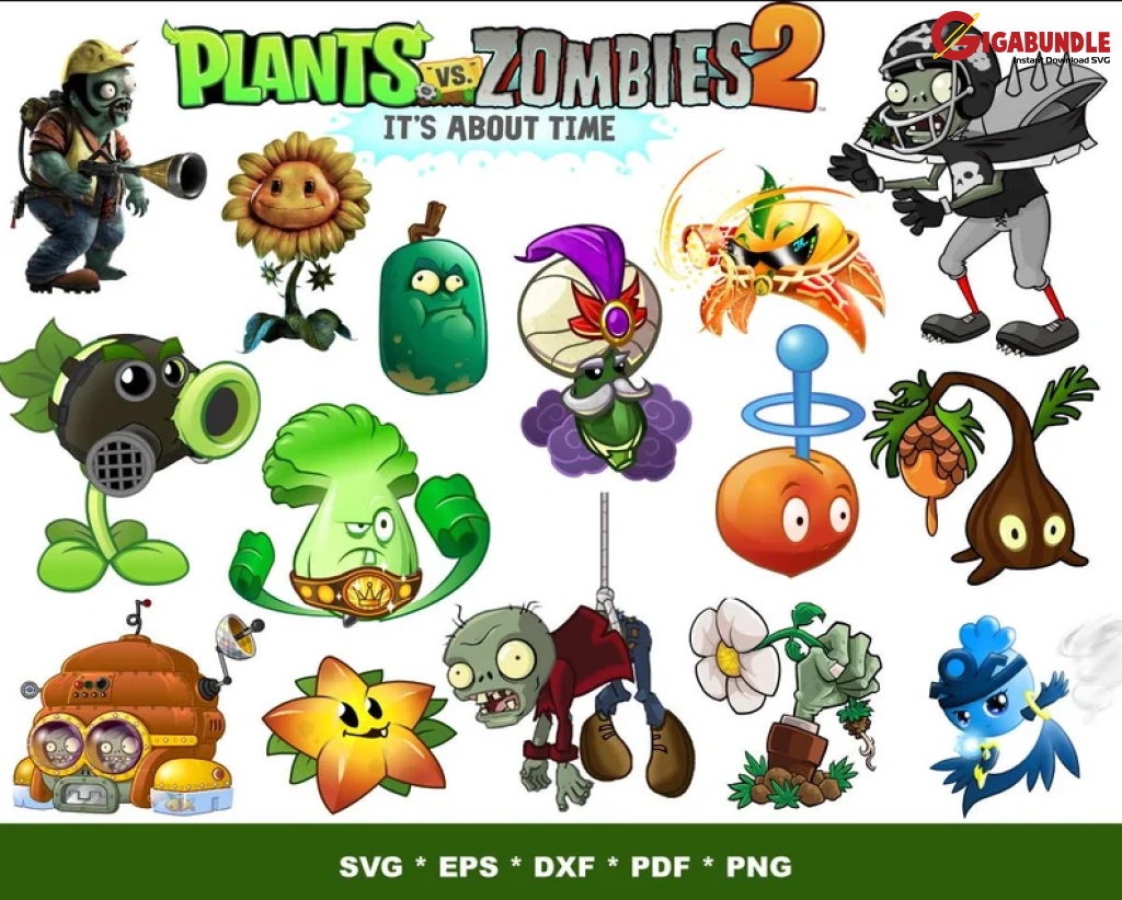 200+Plants Vs Zombies Bundle Svg Png Dxf Eps