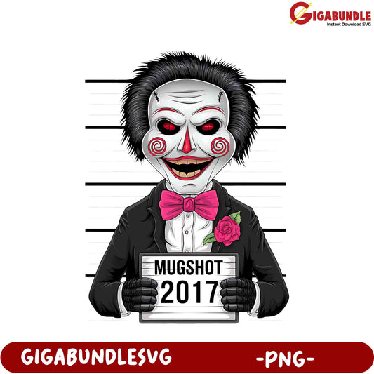 2017 Mugshot PNG Graphic - Creepy Clown Design for Instant Download