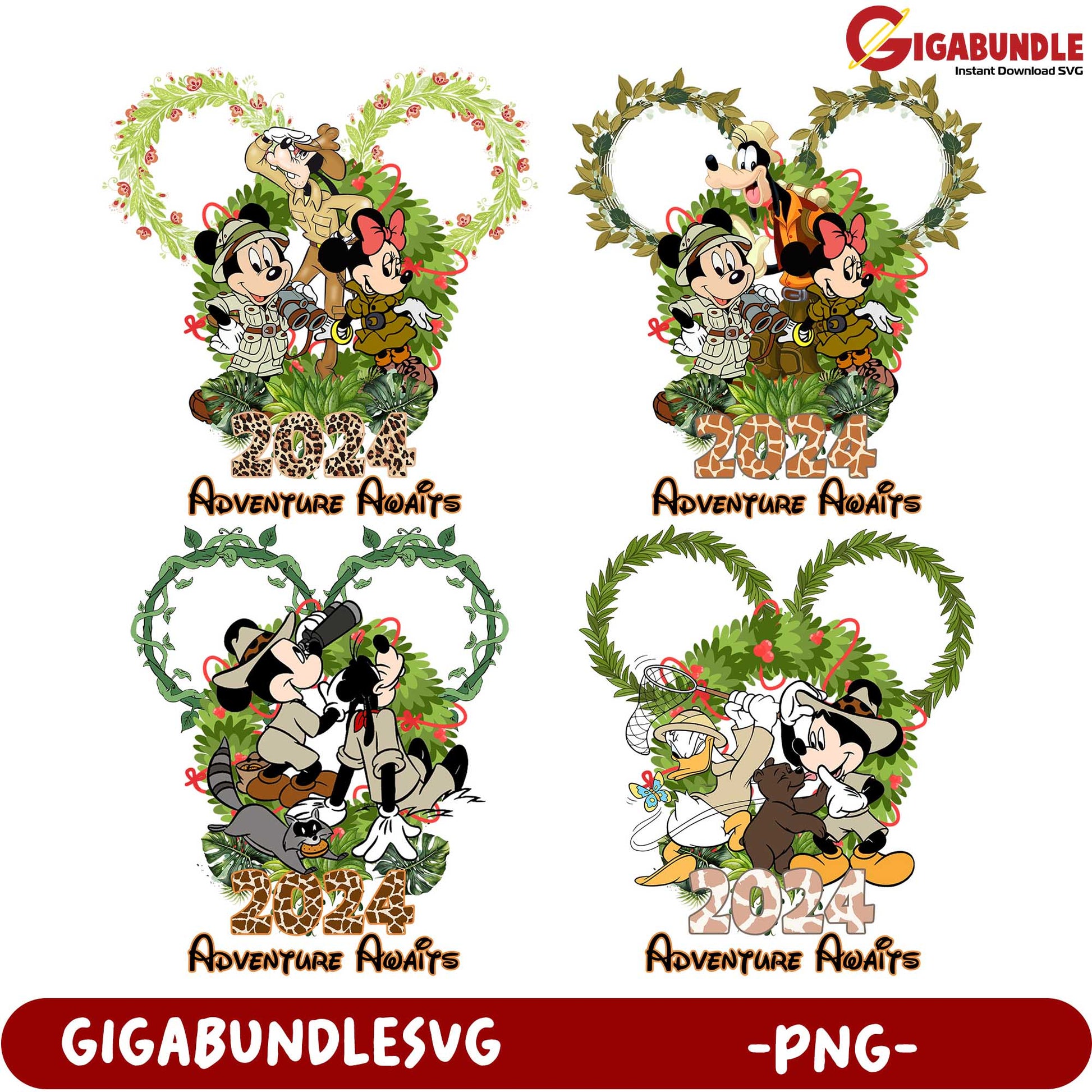 2024 Adventure Awaits Disney PNG Bundle - Fun Character Designs