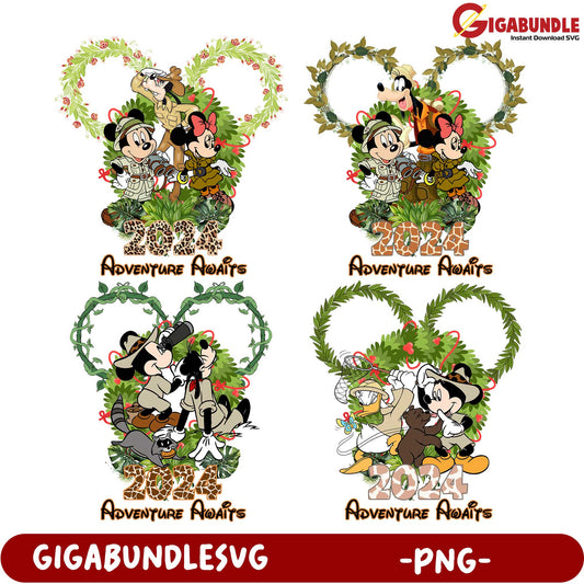 2024 Adventure Awaits Disney PNG Bundle - Fun Character Designs