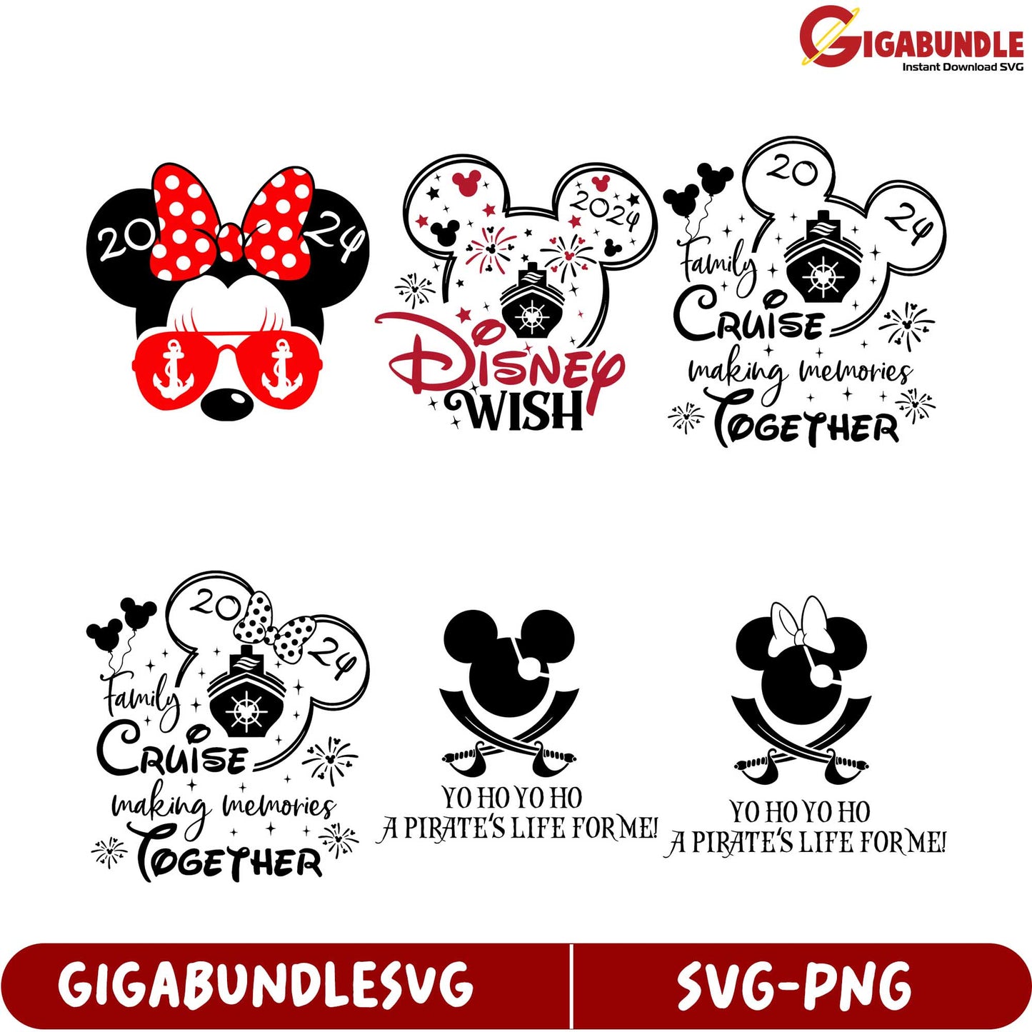 2024 Disney Cruise SVG Bundle Fun Pirate & Mickey Designs