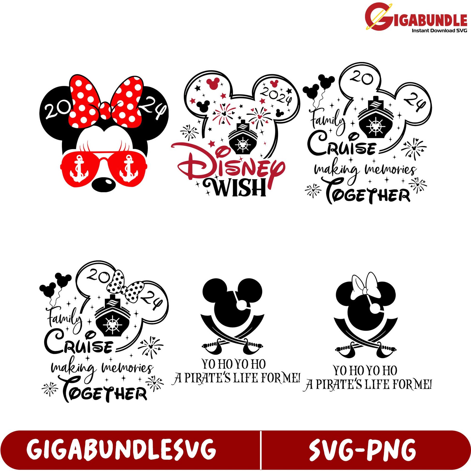 2024 Disney Cruise SVG Bundle Fun Pirate & Mickey Designs