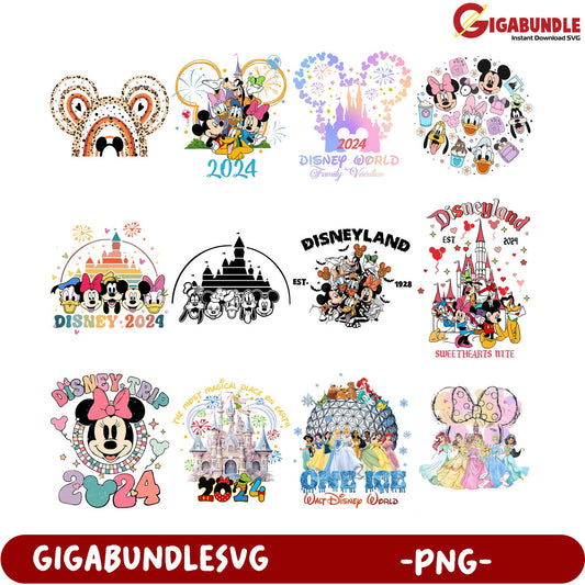 2024 Disney PNG Bundle Magical Vacation Graphics Collection