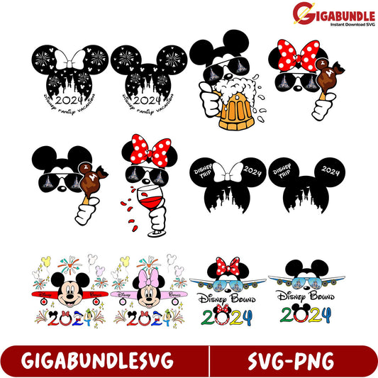 2024 Disney SVG Bundle Fun Mickey Mouse Designs for Family Trips