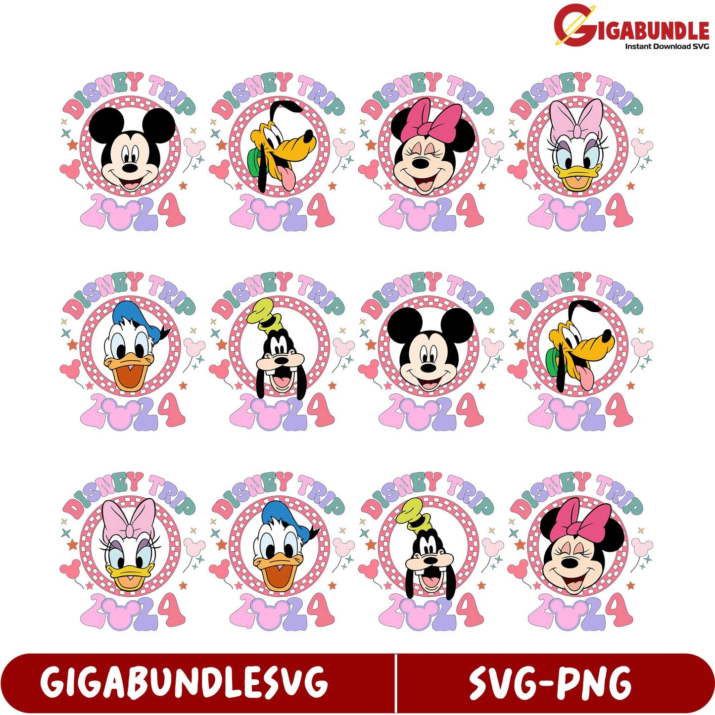 2024 Disney Trip SVG Bundle - Mickey, Minnie & Friends Designs