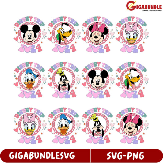 2024 Disney Trip SVG Bundle - Mickey, Minnie & Friends Designs