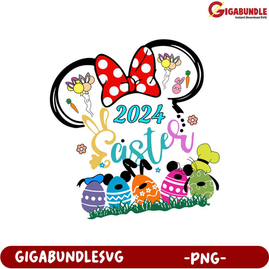 2024 Easter Minnie Mouse Bow PNG Design for Festive Crafts