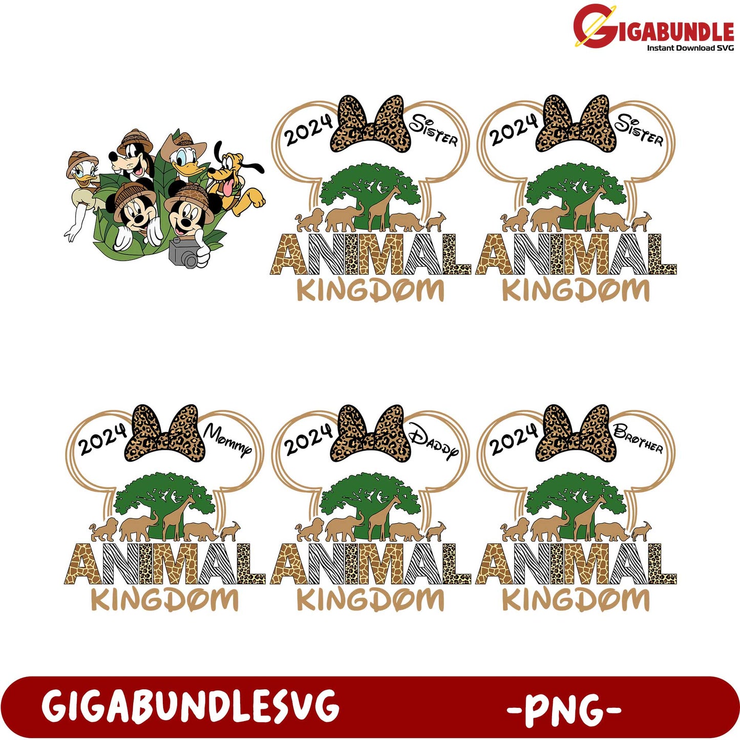 2024 Family Animal Kingdom PNG Bundle with Disney Characters