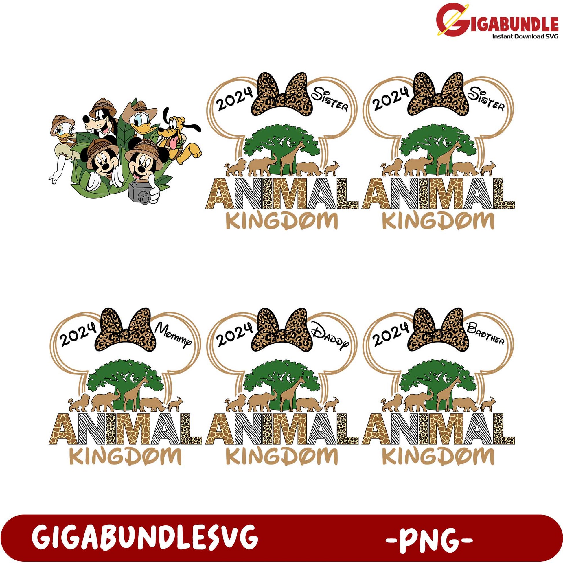 2024 Family Animal Kingdom PNG Bundle with Disney Characters