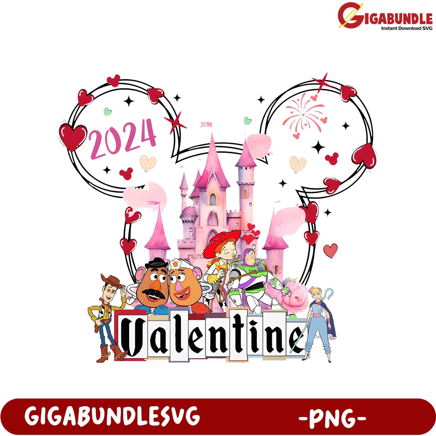 2024 Valentine's Day Disney PNG Graphic for Cute Celebrations