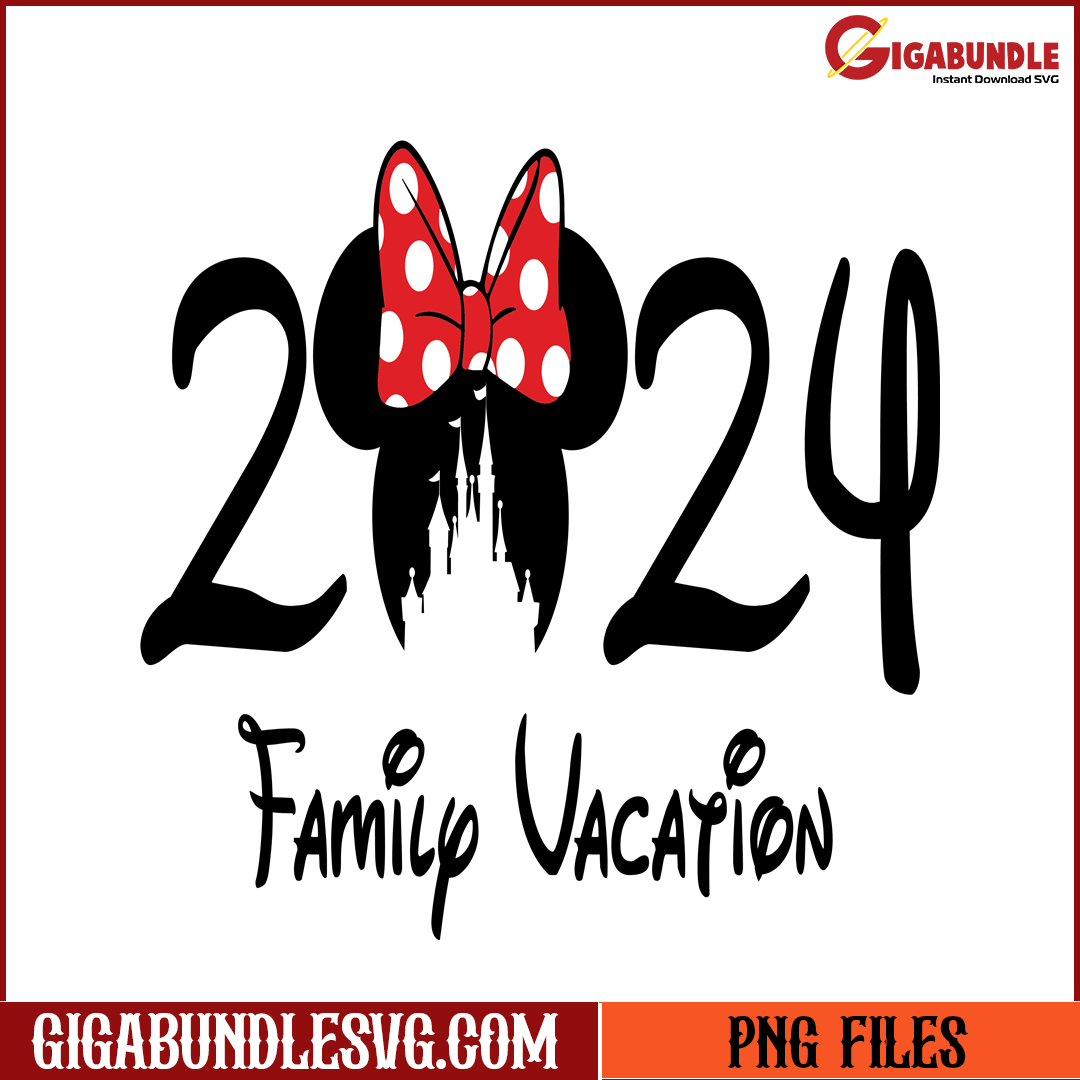 Disney Family Vacation Minnie 2024 PNG File, Cartoon PNG File ...