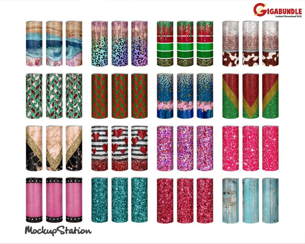 20oz Skinny Tumbler Sublimation Design Bundle, PNG Digital Download Te ...