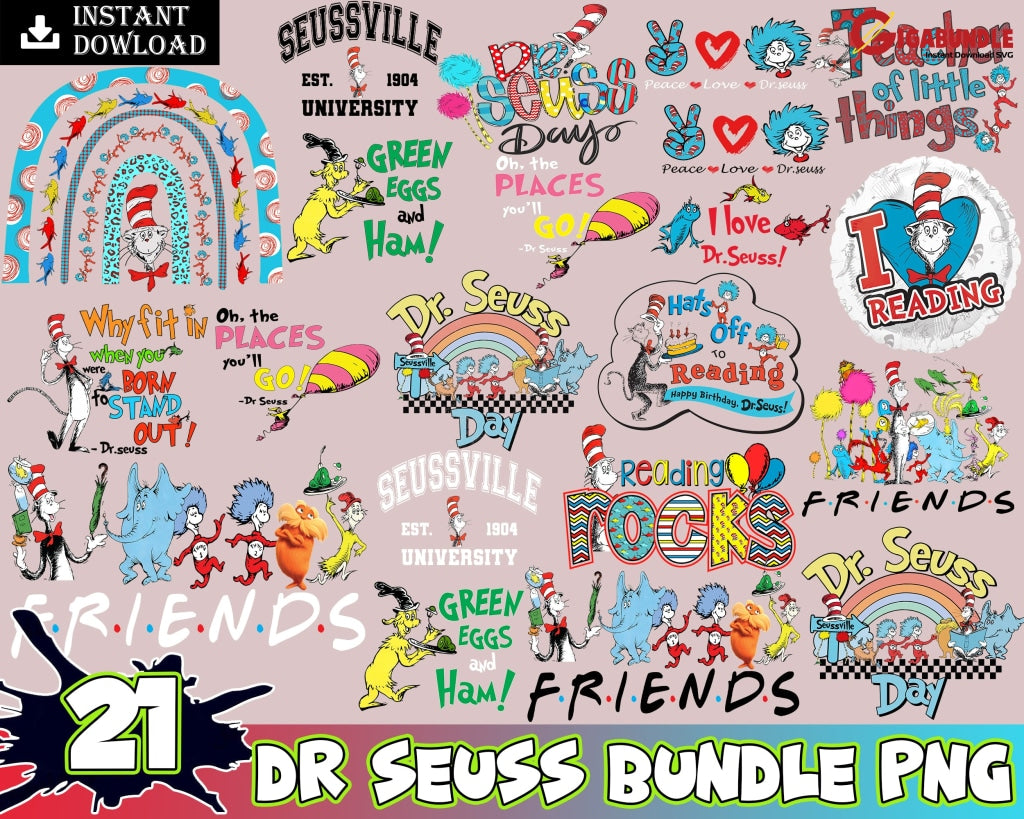 21 Bundle Dr. Suesss Png Suess Day Sublimation Print Teacher Life Png Read Across America Png