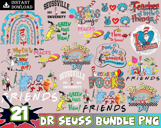 21 Bundle Dr. Suesss Png Suess Day Sublimation Print Teacher Life Png Read Across America Png