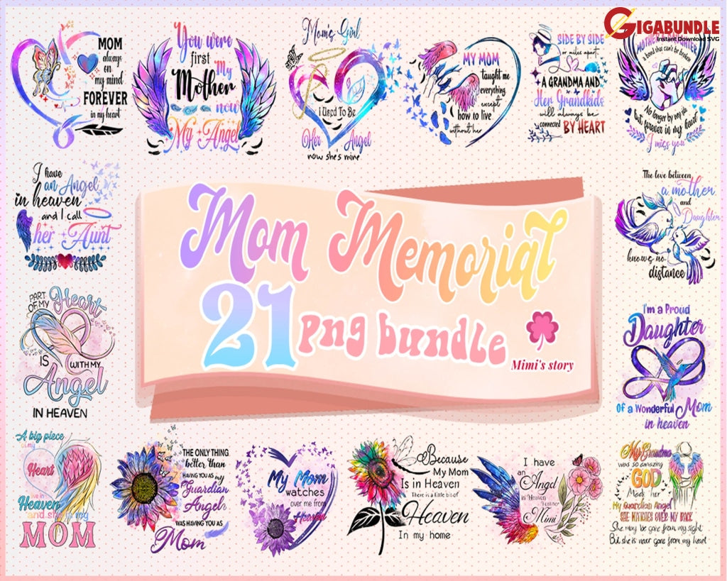 21 Mom Memorial Png Bundle Mothers Day Png Life Girl Mama Sublimation Gift For Shirt