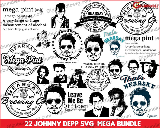 22 Bundle Johnny Depp Trial Svg Justice For Svg Mega Pint Hearsay Jack Sparrow Cricut Cut File