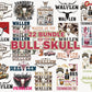22 Country Western Png Bundle Music Retro Bull Skull Wallen Digital Download Cowboy Design Files