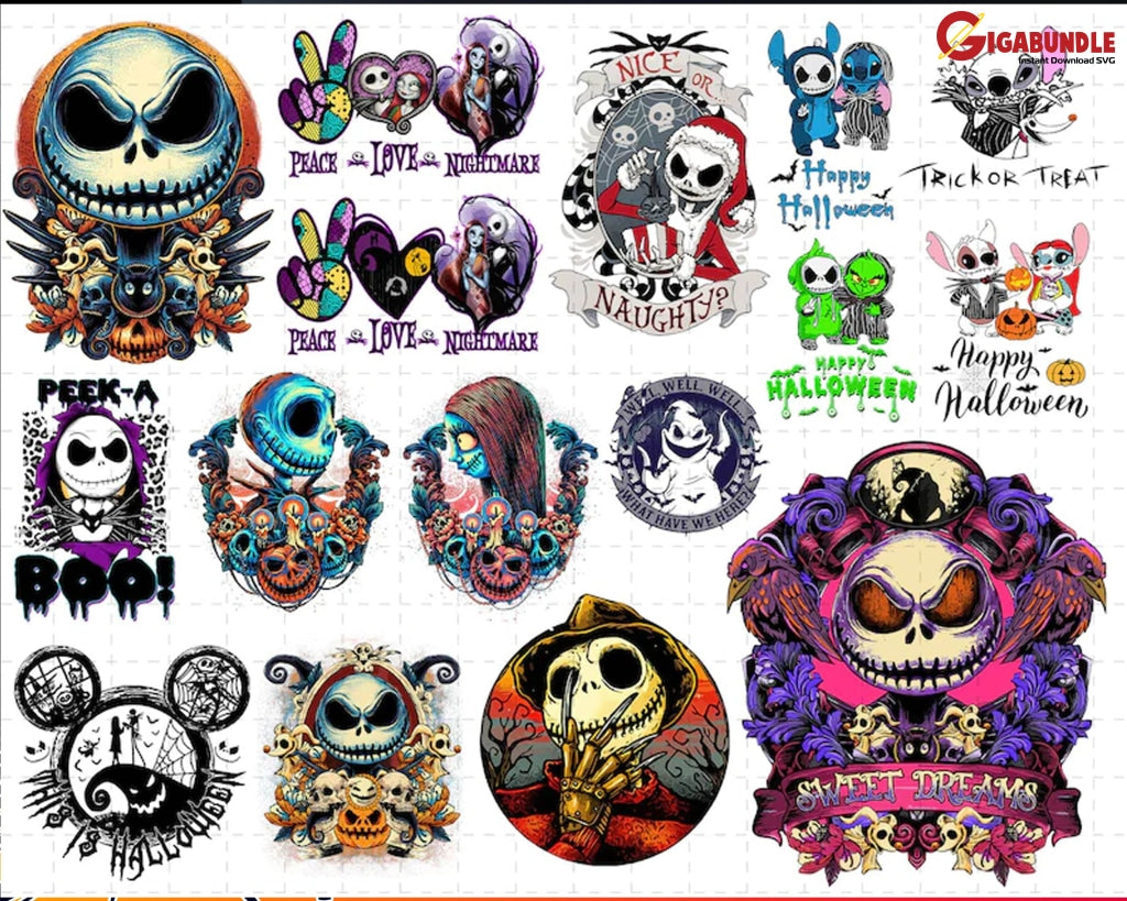 22+ Jack Skellington Png Bundle Horror Movie Happy Halloween The Nightmare Before Christmas Png