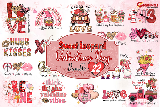 22 Sweet Leopard Valentines Png Bundle Day Happy Valentine Valentine Quote Heart Love Day Cupid