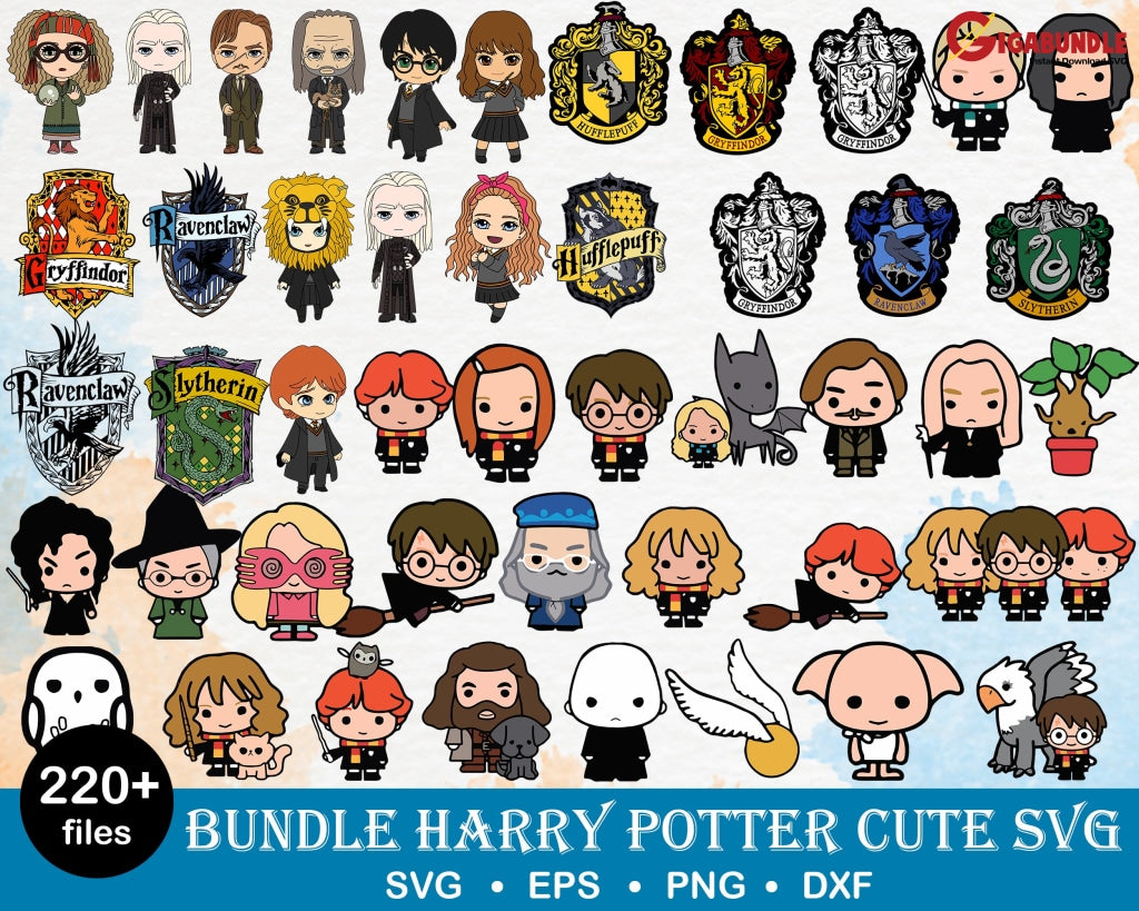 220+ Harry Potter Cute Bundle Svg Png Dxf Eps
