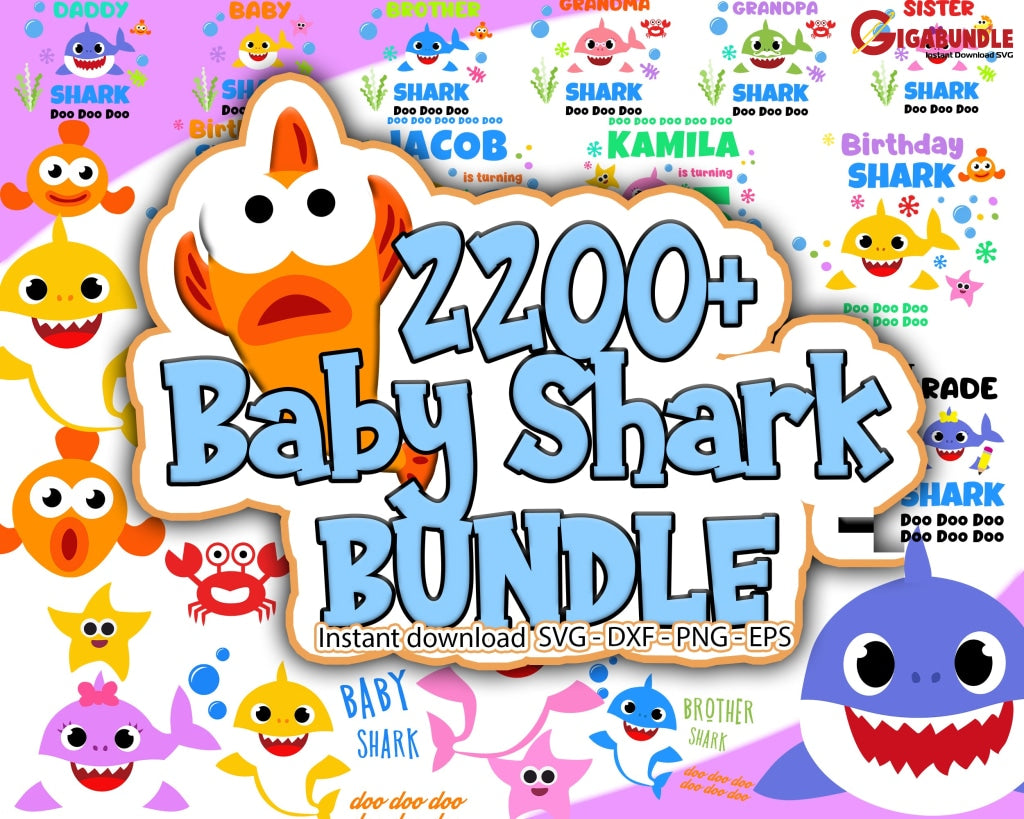 2200+ Huge Baby Shark Bundle Svg Png Dxf Eps