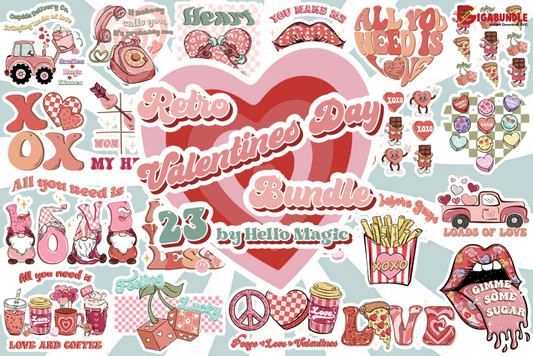 23 Retro Valentines Day Png Bundle Happy Valentine Valentine Quote Heart Love Day Cupid Cricut