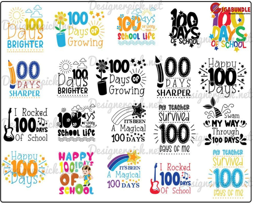 230+ Bundle 100 Days Of School Svg Happy Png Back To School Brighter Teacher Appreciation Gift