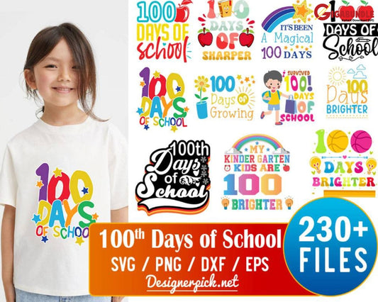 230+ Bundle 100 Days Of School Svg Happy Png Back To School Brighter Teacher Appreciation Gift